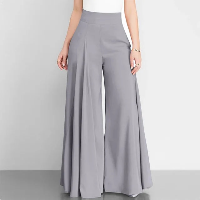 ChicVrouw Nieuwe 2024 Hoge Taille Formele Satijnen Wijde Pijpen Broek