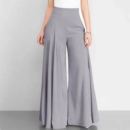 ChicVrouw Nieuwe 2024 Hoge Taille Formele Satijnen Wijde Pijpen Broek