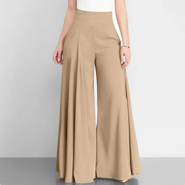 ChicVrouw Nieuwe 2024 Hoge Taille Formele Satijnen Wijde Pijpen Broek