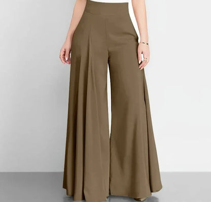 ChicVrouw Nieuwe 2024 Hoge Taille Formele Satijnen Wijde Pijpen Broek