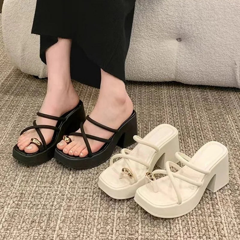 New Brand's Dikke Hak Sandalen voor Dames