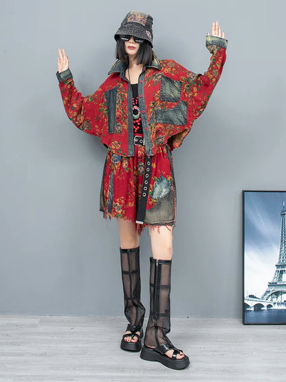 Stijlvolle Mode: Retro Bloem Denim Set