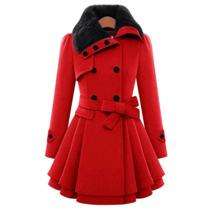 Stijlvolle Dames Trenchcoat met Vegan Bont – Perfect voor de Winter