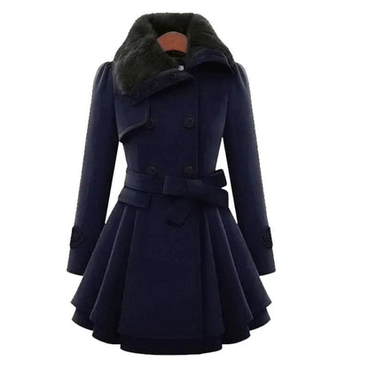 Stijlvolle Dames Trenchcoat met Vegan Bont – Perfect voor de Winter