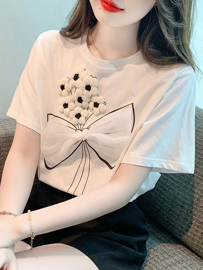 Witte Blouse met Korte Mouwen