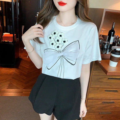 Witte Blouse met Korte Mouwen