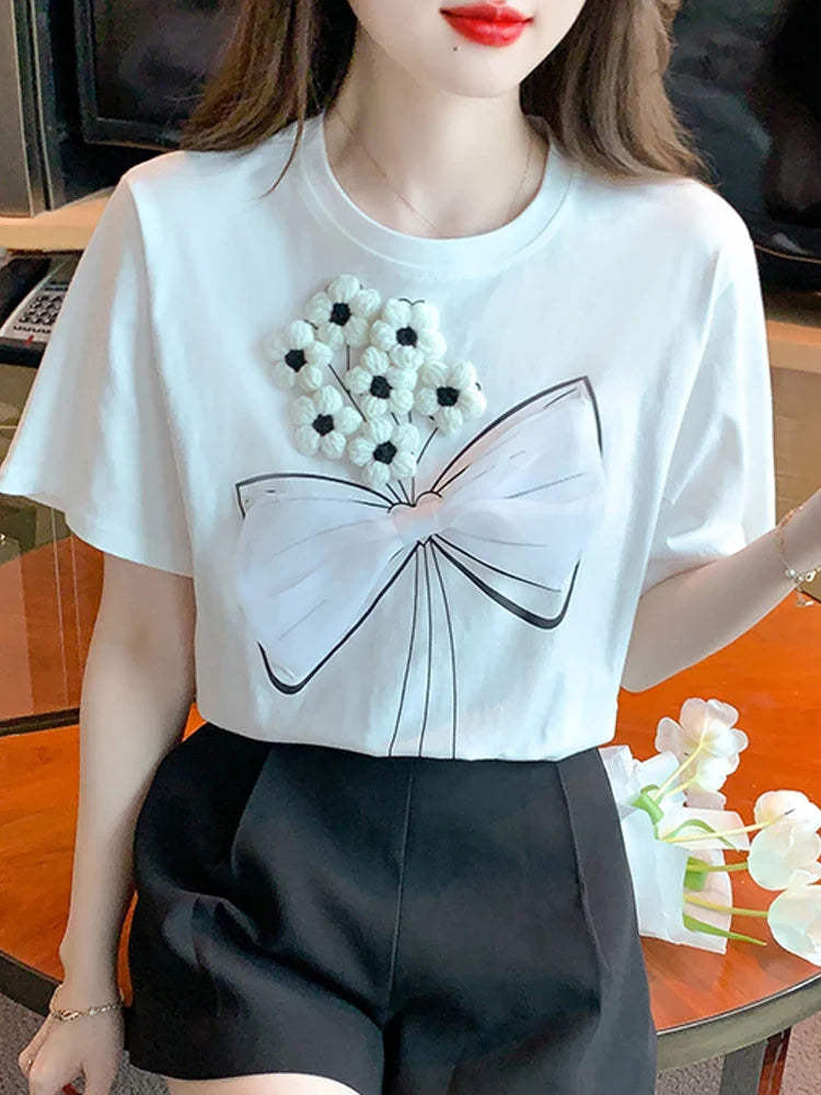 Witte Blouse met Korte Mouwen