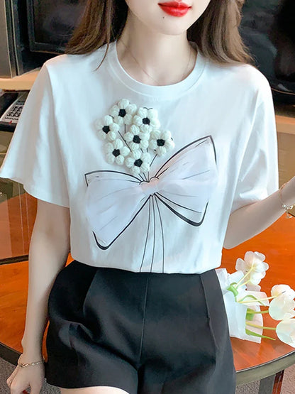 Witte Blouse met Korte Mouwen