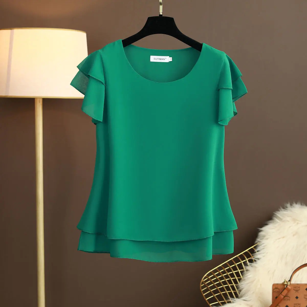 Summer Bliss Damesblouse - Luchtige O-hals Chiffon Shirt