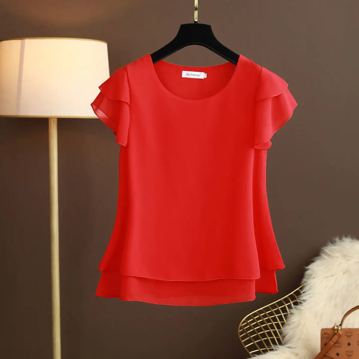 Summer Bliss Damesblouse - Luchtige O-hals Chiffon Shirt