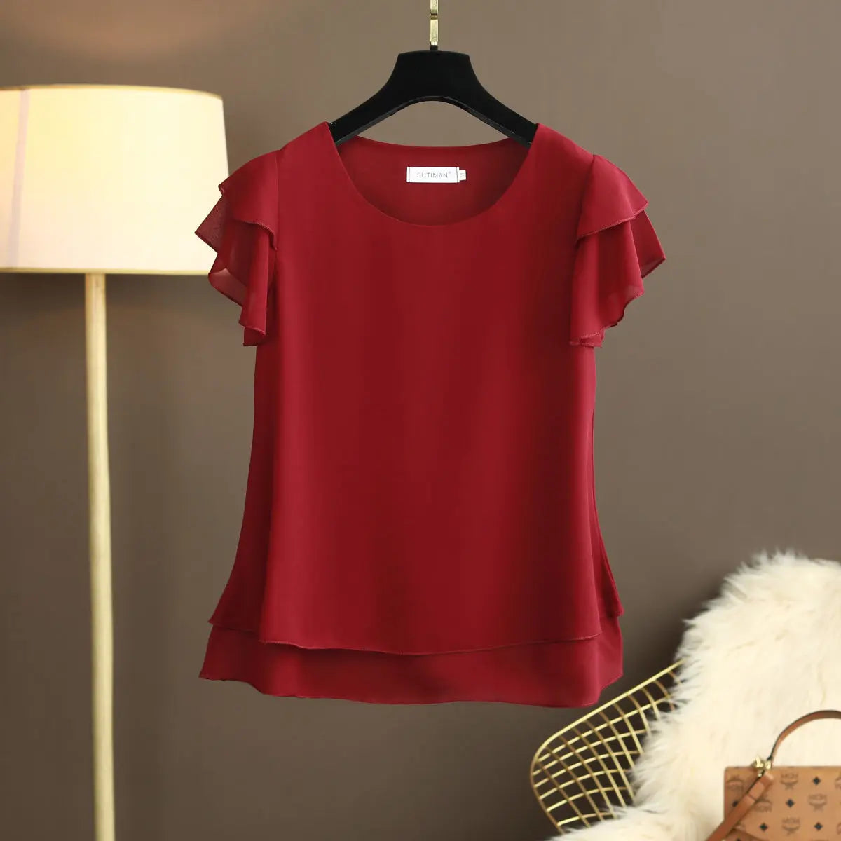 Summer Bliss Damesblouse - Luchtige O-hals Chiffon Shirt
