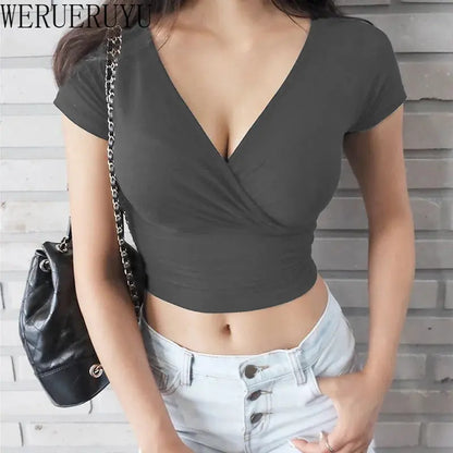 Zwarte Sexy V-hals Crop Top - Zomer Streetwear