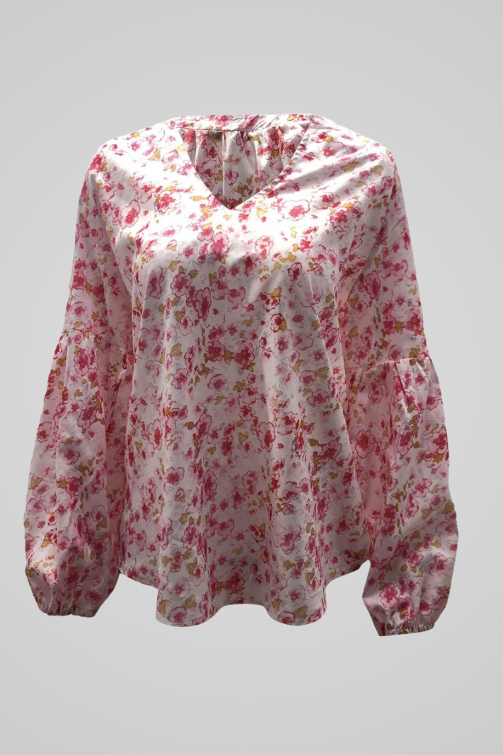 Vrouwelijke Bloemen Blouse Losvallend en Comfortabel