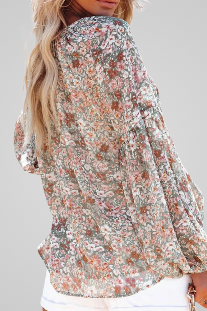 Vrouwelijke Bloemen Blouse Losvallend en Comfortabel