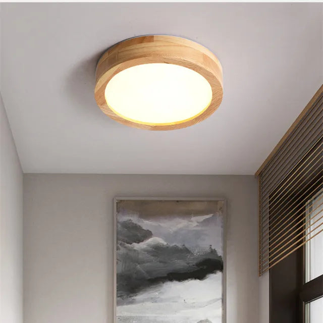 Houten Plafondlamp Ronde Scandinavische Stijl