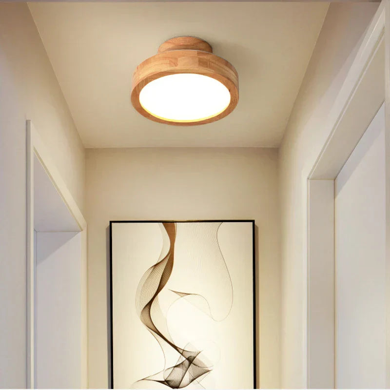 Houten Plafondlamp Ronde Scandinavische Stijl