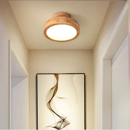 Houten Plafondlamp Ronde Scandinavische Stijl