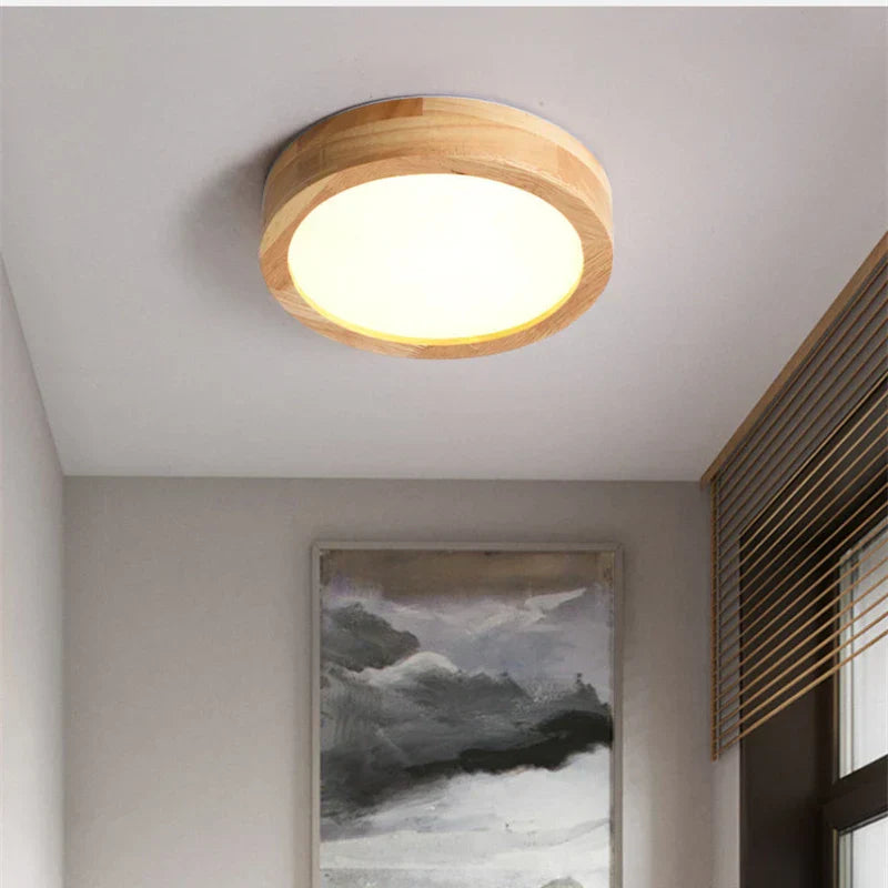 Houten Plafondlamp Ronde Scandinavische Stijl