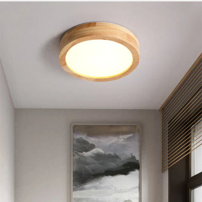 Houten Plafondlamp Ronde Scandinavische Stijl