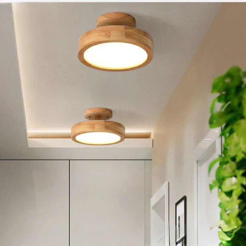 Houten Plafondlamp Ronde Scandinavische Stijl