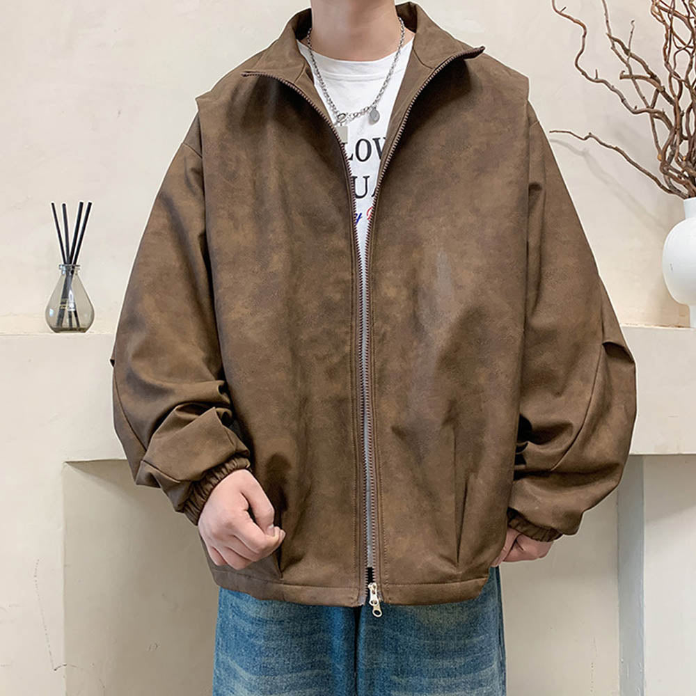 Kunstleder Jas Faux Suede Vintage Stijl