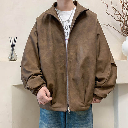 Kunstleder Jas Faux Suede Vintage Stijl