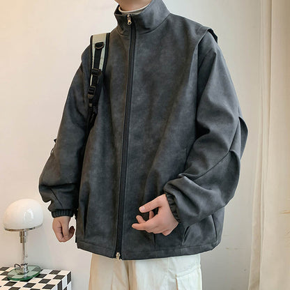 Kunstleder Jas Faux Suede Vintage Stijl