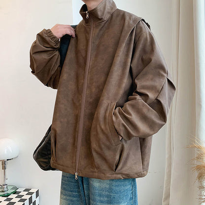 Kunstleder Jas Faux Suede Vintage Stijl