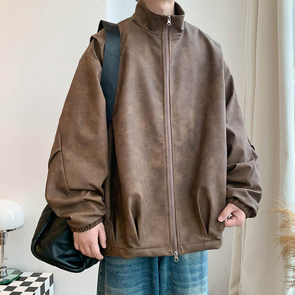 Kunstleder Jas Faux Suede Vintage Stijl