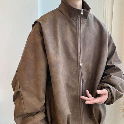 Kunstleder Jas Faux Suede Vintage Stijl