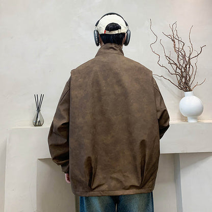 Kunstleder Jas Faux Suede Vintage Stijl