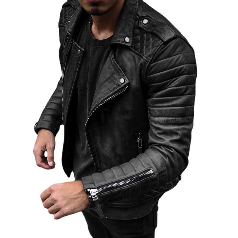 Leren Bikerjack Heren Gevoerd met Sherpa Bont - Mode Vibes