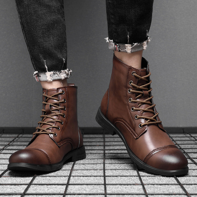 Leren Herenboots met Vetersluiting Klassiek Design