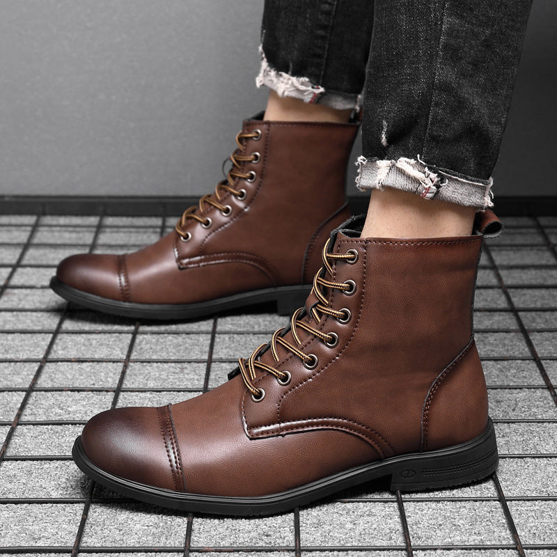 Leren Herenboots met Vetersluiting Klassiek Design