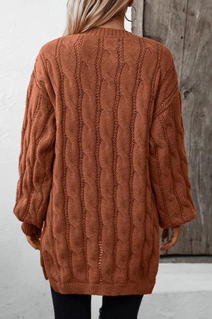 Kabelgebreide Cardigan Warme Acryl Trui Elegante Stijl