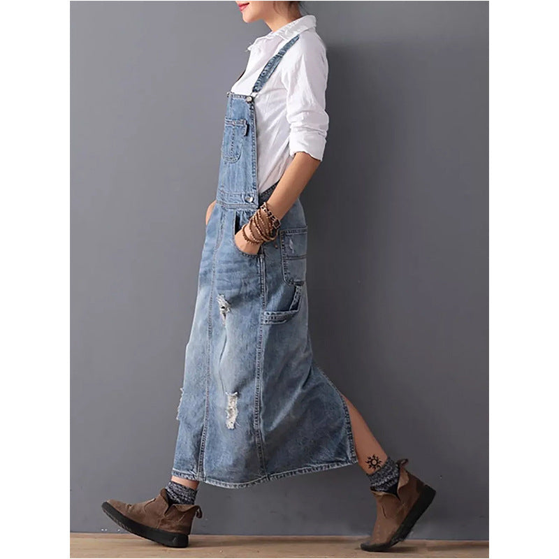 Blauwe Denim Jurk Kort voor Vrouw