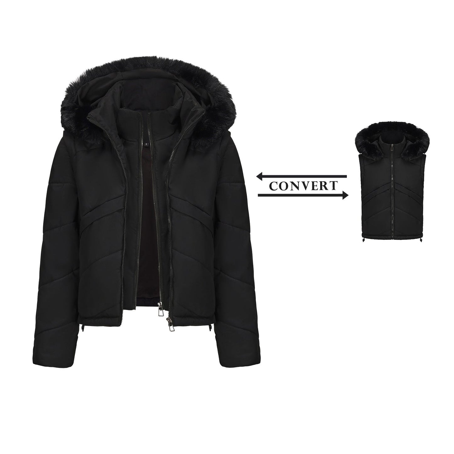 Dames Winterjas 2-in-1 met Uitneembaar Bodywarmer en Capuchon