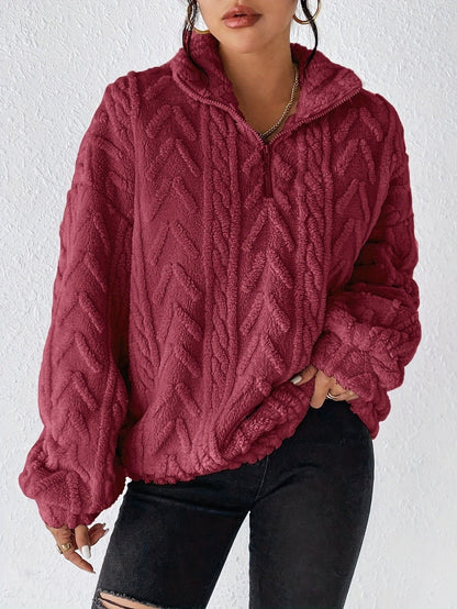 Dames Fleece Trui Hoog Sluitende Kraag Warm en Zacht