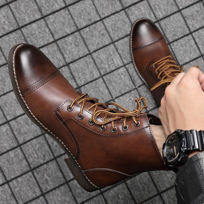 Leren Herenboots met Vetersluiting Klassiek Design