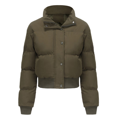 Dames Pufferjas Kort met Hoogsluitende Kraag Warm