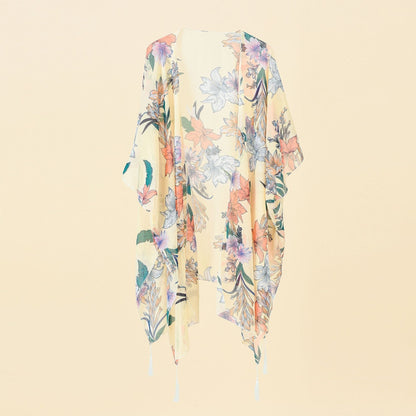 Bloemen Kimono Cover-up met Tassels voor Strand en Zomer