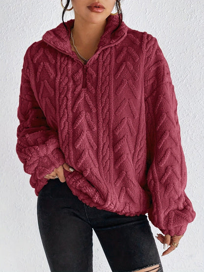 Dames Fleece Trui Hoog Sluitende Kraag Warm en Zacht
