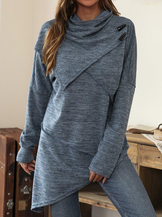 Vrouwelijk Asymmetrisch Shirt met Waterval kraag - Mode Vibes