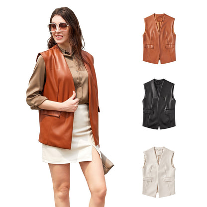 Dames Imitatieleer Gilet Bodil