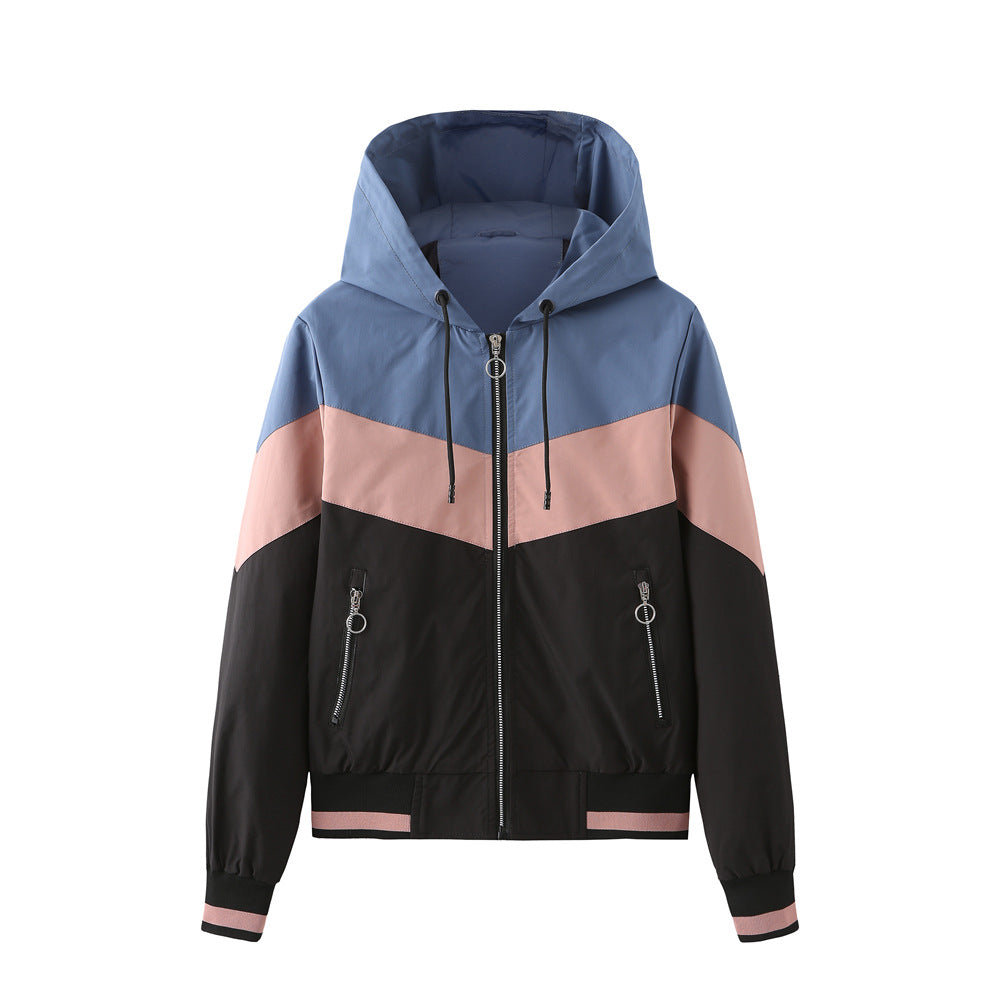 Dames Sportjas Capuchon Colorblock Stijl