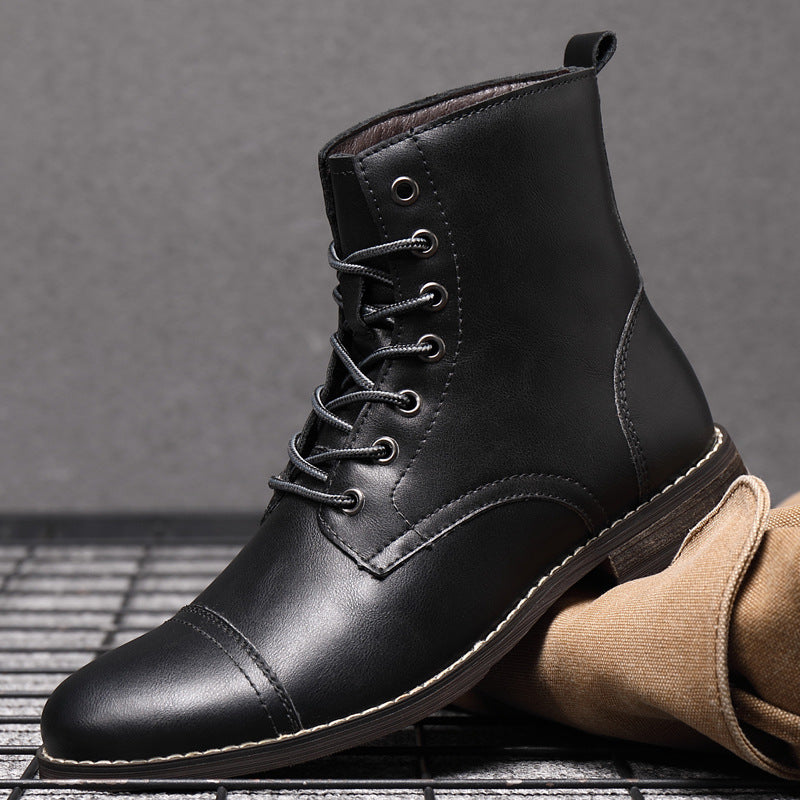 Leren Herenboots met Vetersluiting Klassiek Design