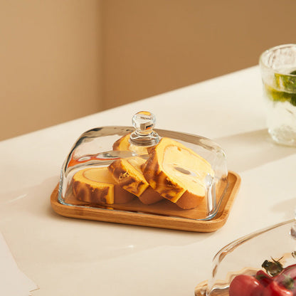 Houten Boterhouder met Glasdeksel