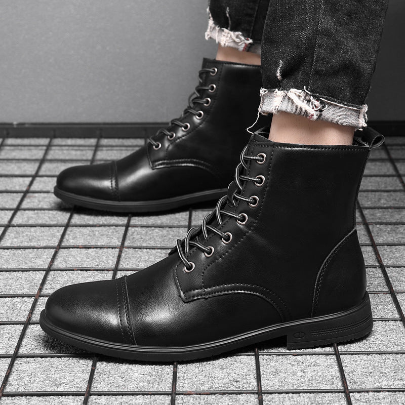 Leren Herenboots met Vetersluiting Klassiek Design