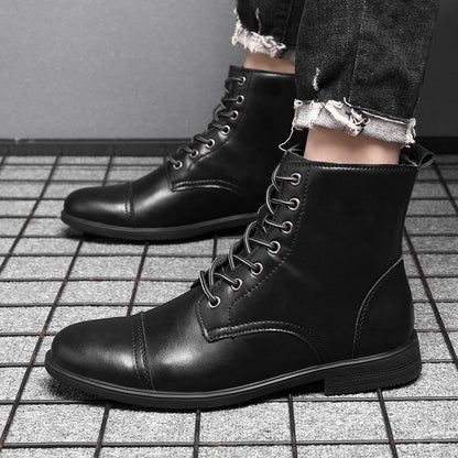 Leren Herenboots met Vetersluiting Klassiek Design