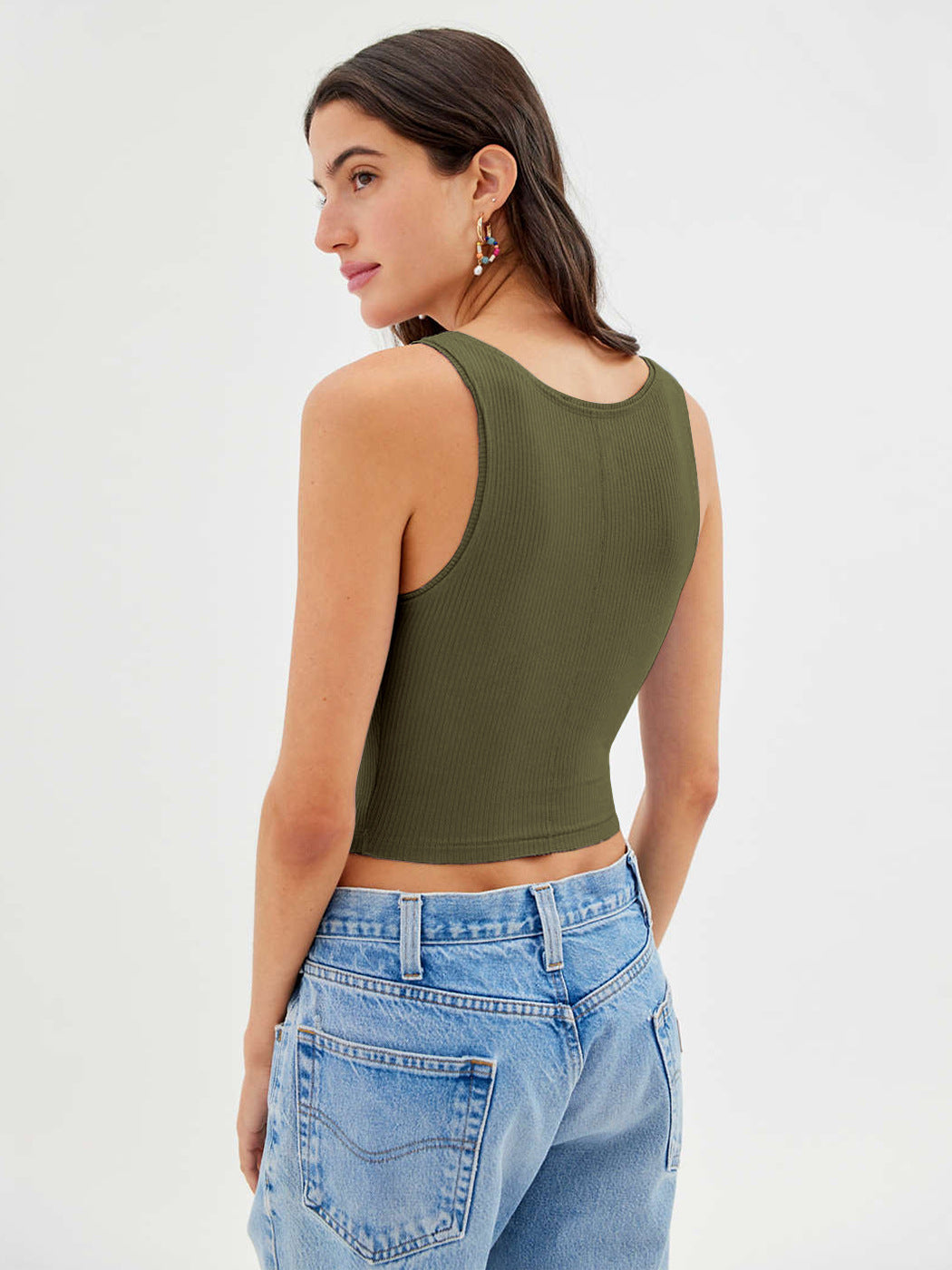 Dames Tanktop Geribbeld Zomer Top Trendy Kleding